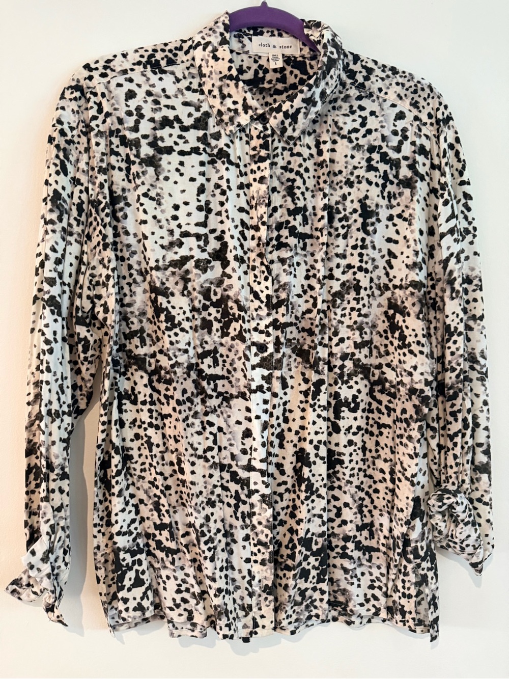 cloth & stone Black and White Speckled Button-Down Shirt